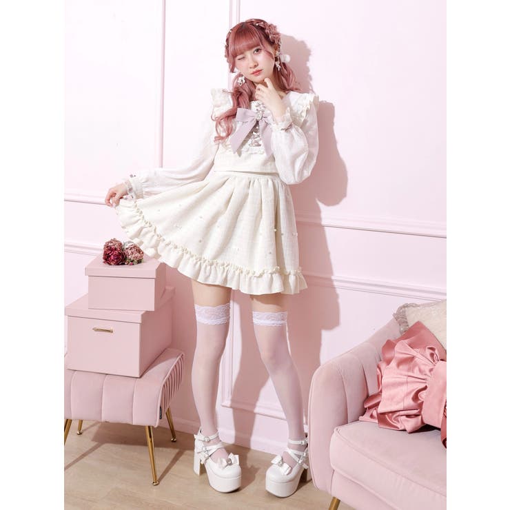 メニーリボンキラキラツイードワンピース[品番：PLMW0013490]｜NOEMIE