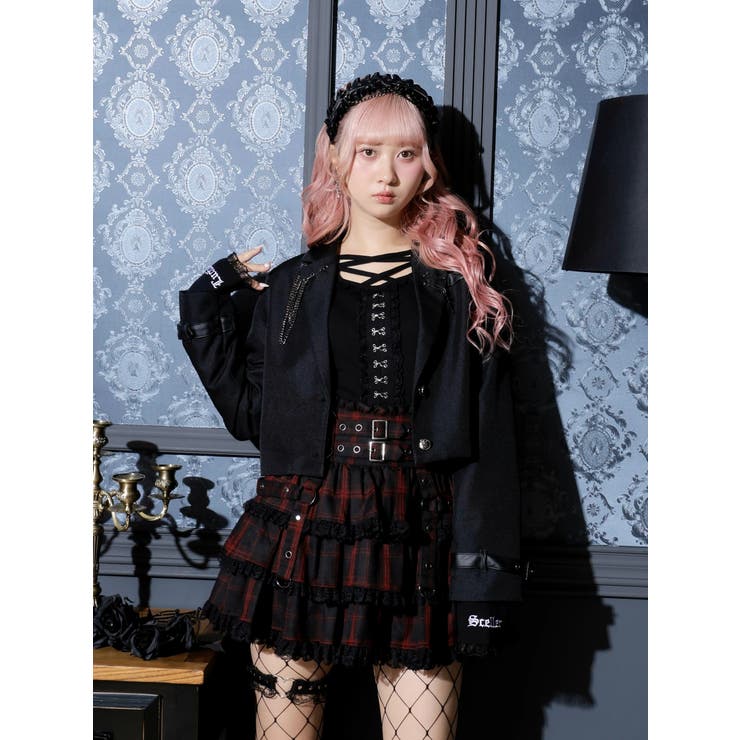 アフィックスパラパラ　エナメル クロップドジャケット プリンセスジャケット　黒 アフィックスパラパラ エナメル クロップドジャケット プリンセス