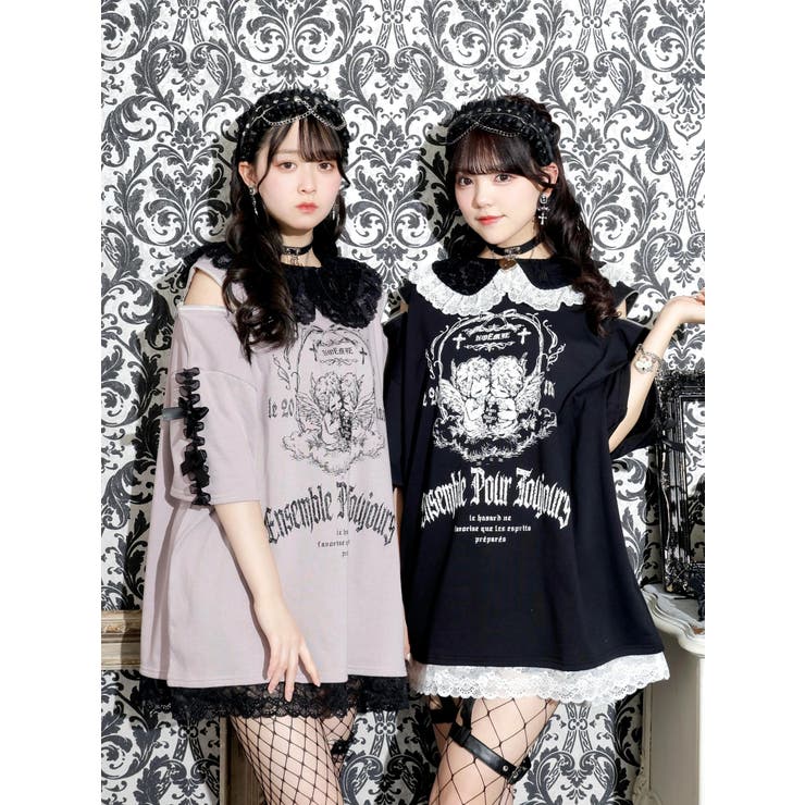 エンジェルリボンフリル裏毛チュニック[品番：PLMW0013696]｜NOEMIE