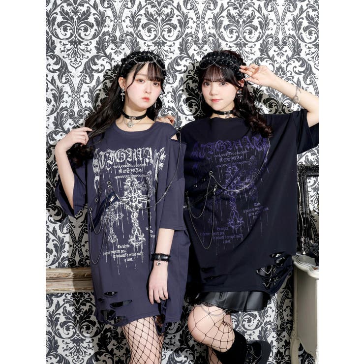 チェーンダメージユニセックスTシャツ | NOEMIE | 詳細画像1 