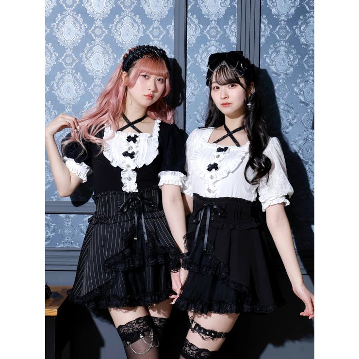 ローズチョーカーネックゴシックカットソー[品番：PLMW0013889