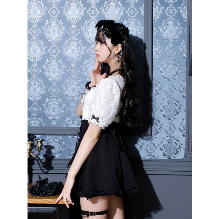 ローズチョーカーネックゴシックカットソー[品番：PLMW0013889