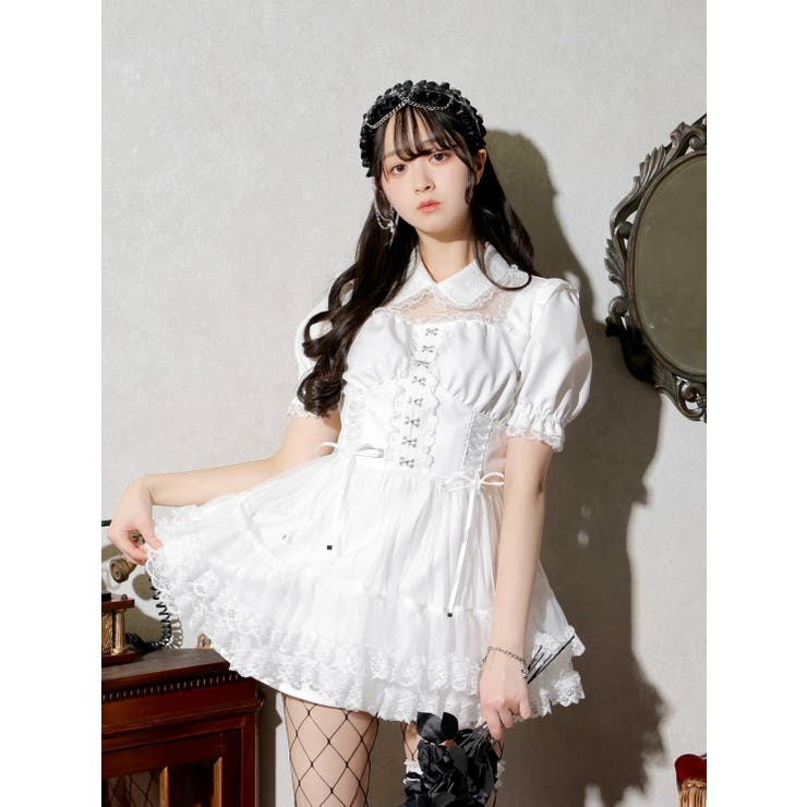 レースアップチュールティアードセットアップ[品番：PLMW0014045