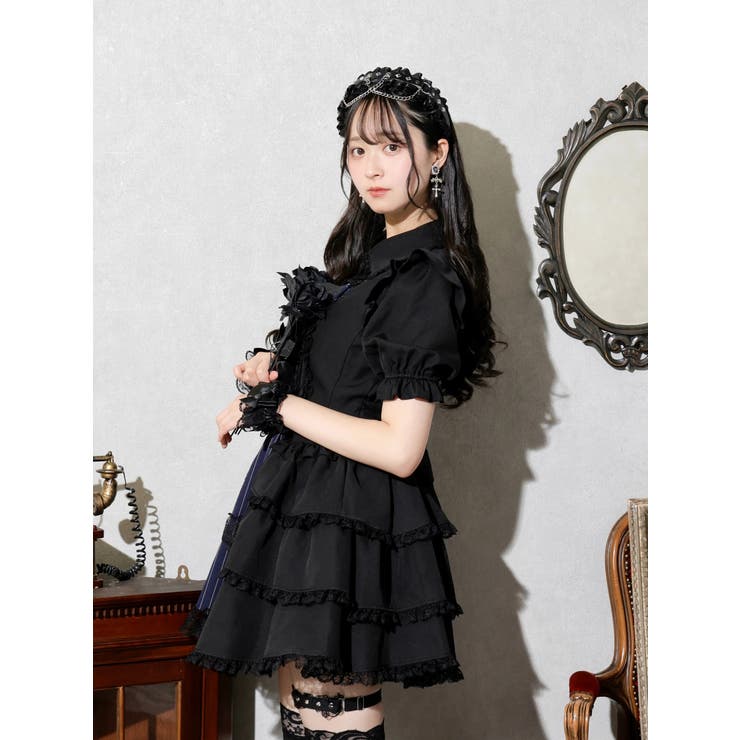 ゴシックドレッシーデコルテクロスセットアップ[品番：PLMW0014744