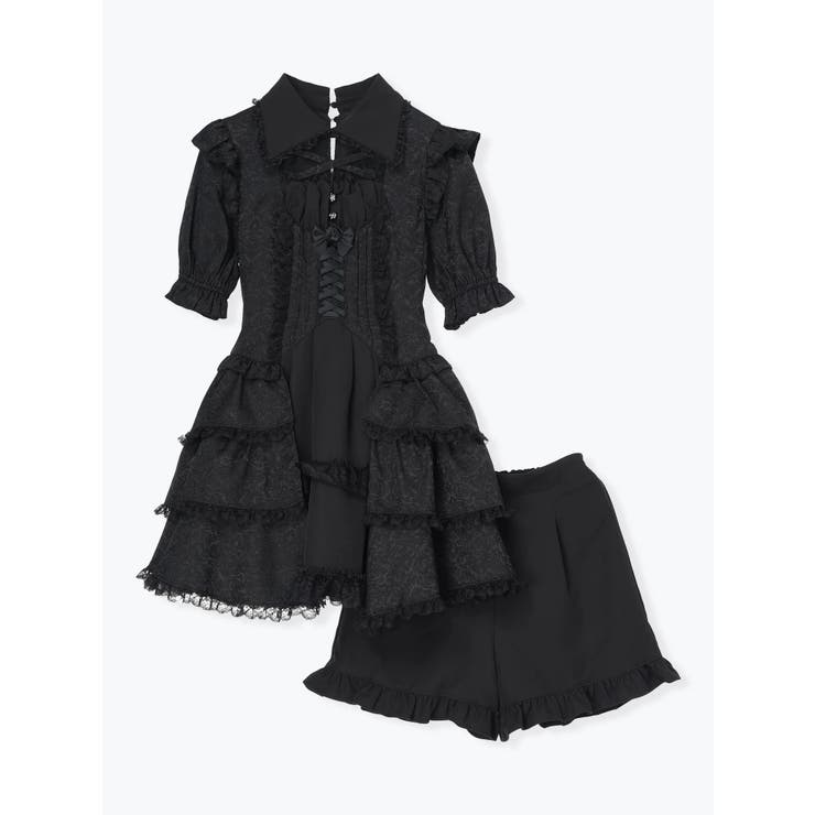 ゴシックドレッシーデコルテクロスセットアップ[品番：PLMW0014744