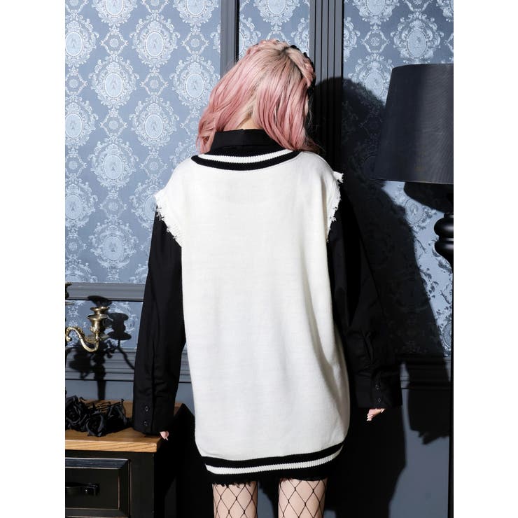 ケーブルフェイクレイヤーユニセックスニットベスト | NOEMIE | 詳細画像4 