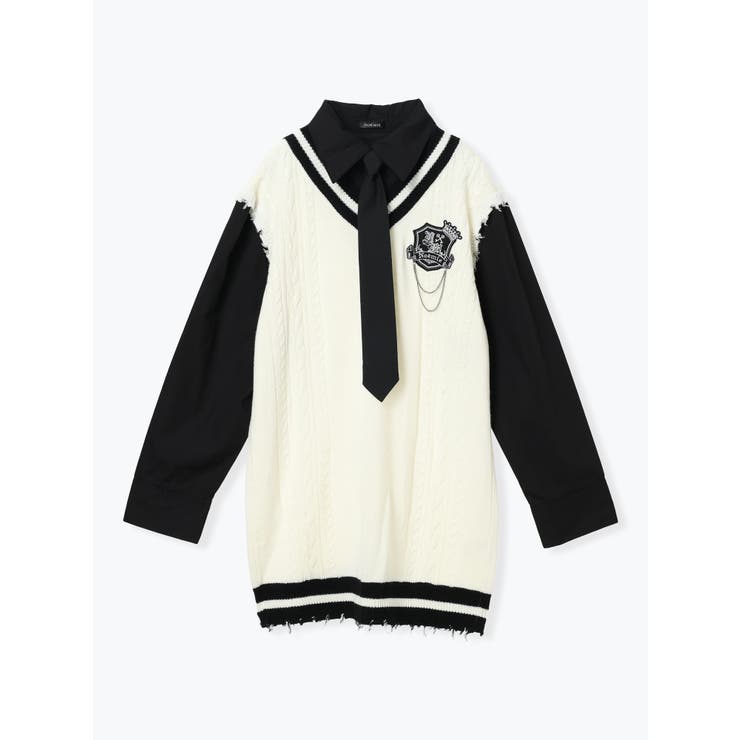 ケーブルフェイクレイヤーユニセックスニットベスト | NOEMIE | 詳細画像18 