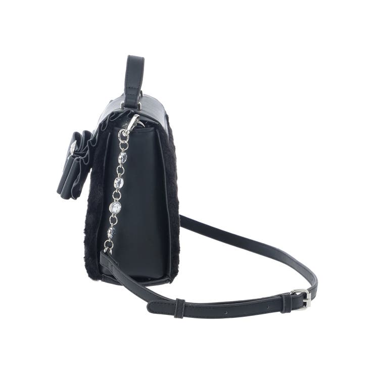 お嬢さんビジューリボンフリルフラップショルダーファーバッグ | NOEMIE | 詳細画像12 