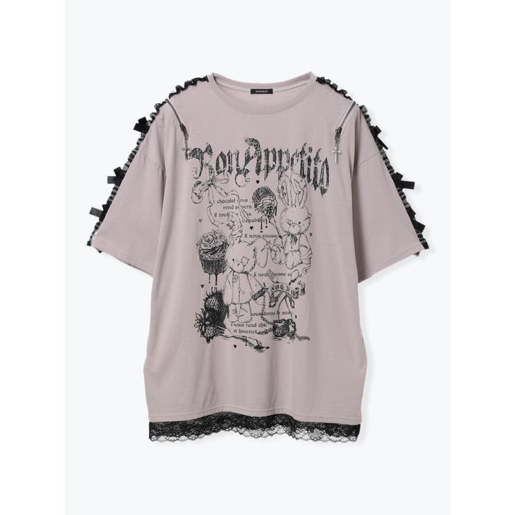 メニーリボンオープンジップ病みうさTシャツ | NOEMIE | 詳細画像1 