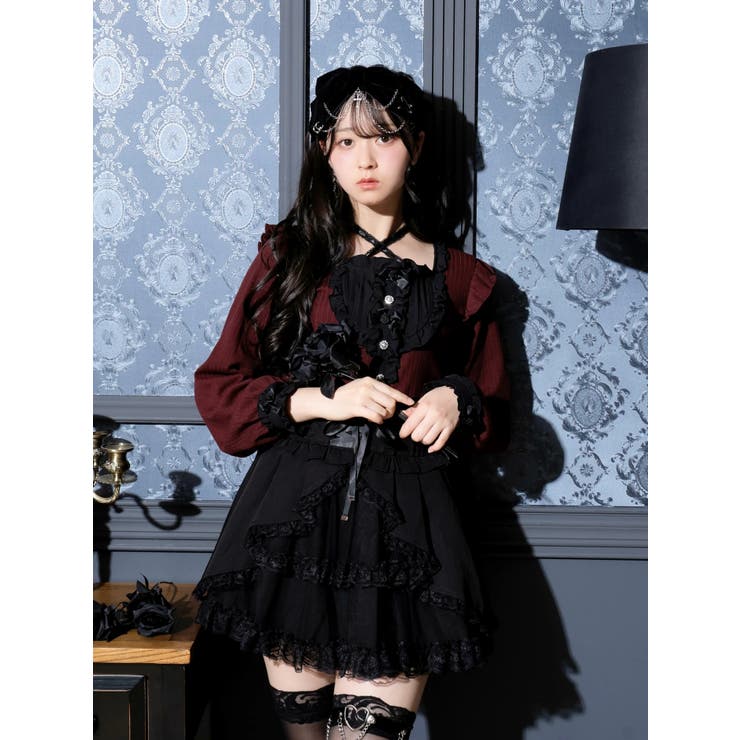 ワイン | ゴシックローズチョーカーネックカットソー | NOEMIE