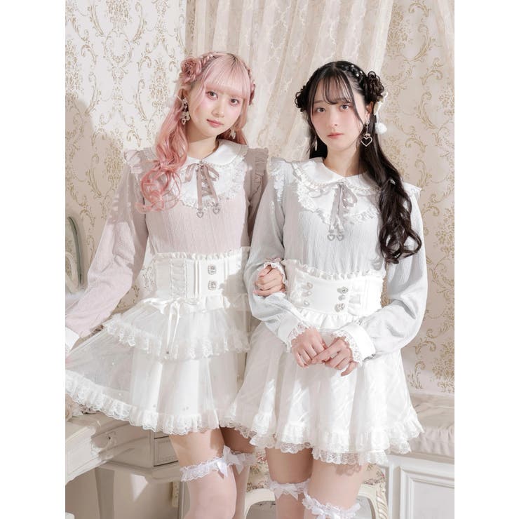 お嬢さんハートチャームレースアップカットソー | NOEMIE | 詳細画像1 