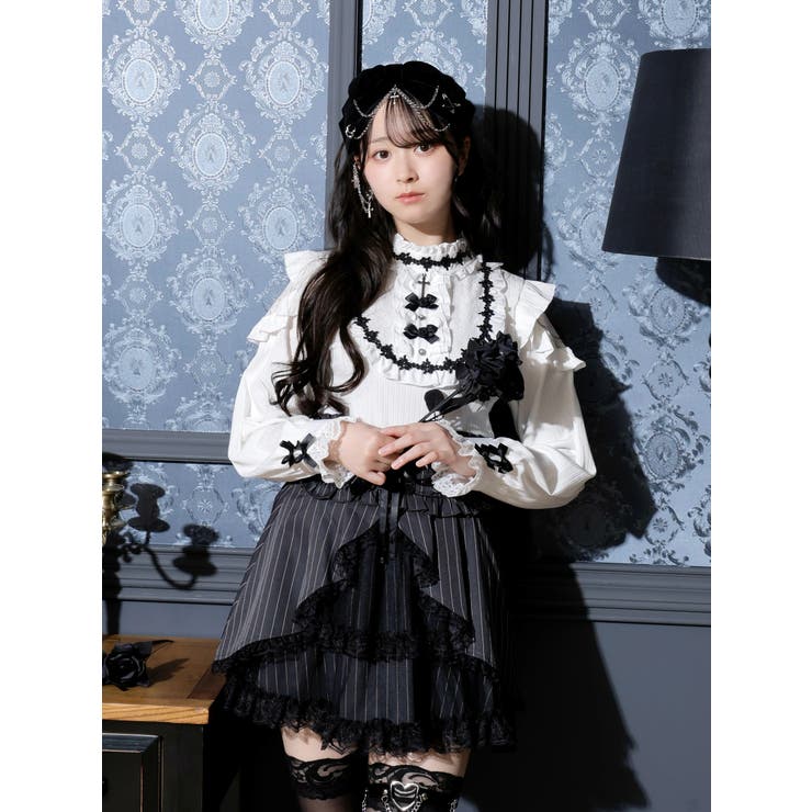 オフホワイト | ゴシックローズヨークオープンショルダーカットソー | NOEMIE