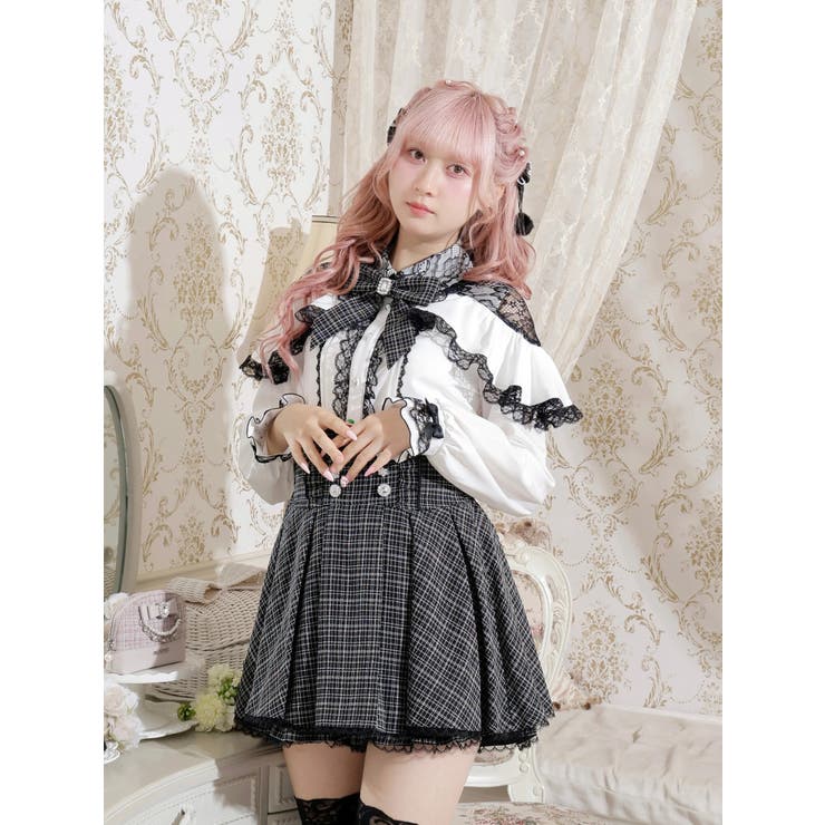 オフホワイト | ツイードリボンケープフリルオープンショルダーブラウス | NOEMIE