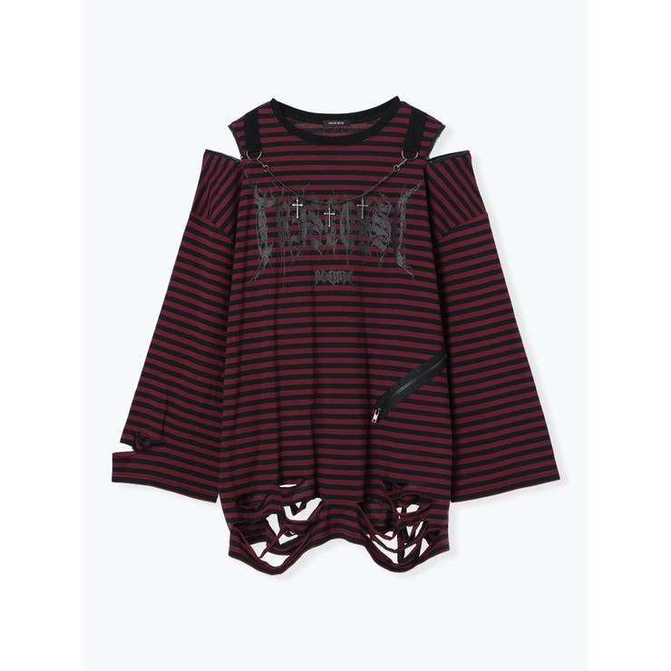 肩ジップボーダーロングユニセックスTシャツ | NOEMIE | 詳細画像20 