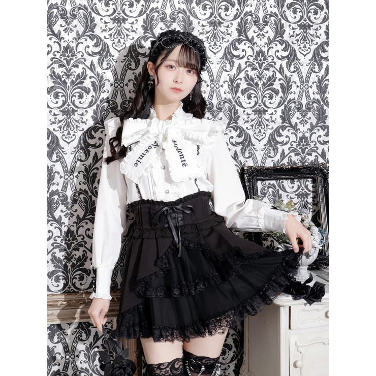 オフホワイト | ゴシックフリル袖レースアップボウタイブラウス | NOEMIE