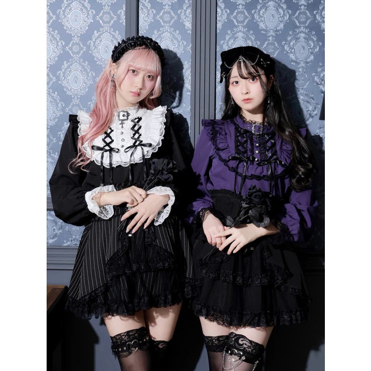 ゴシックチョーカーバックルレースアップブラウス | NOEMIE | 詳細画像1 