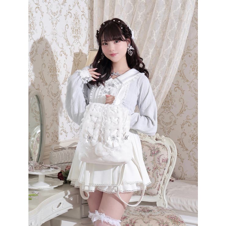 うさ耳リボンレースアップファーリュック[品番：PLMW0015183]｜NOEMIE