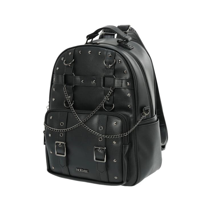 黒 | チェーンベルトA4リュック | NOEMIE