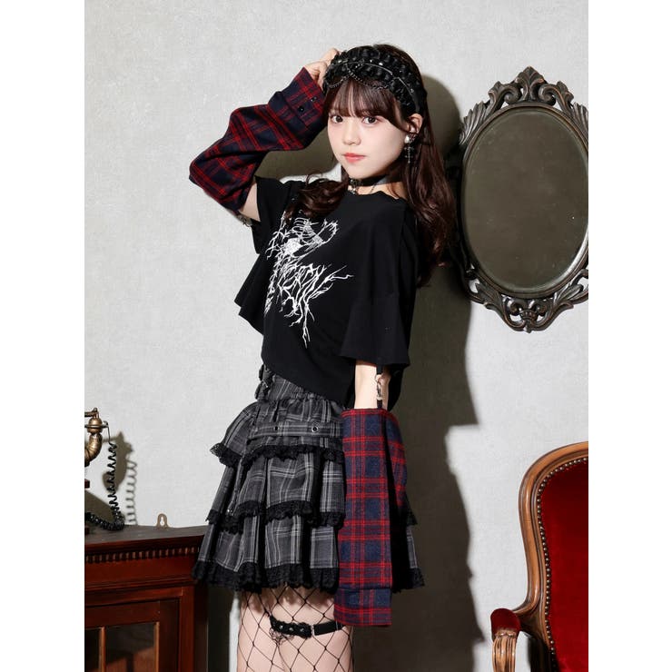 2WAYチェックスリーブTシャツ | NOEMIE | 詳細画像5 