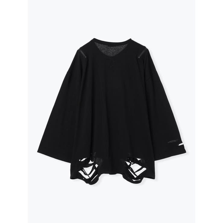 病みねこリングチェーンダメージユニセックスロングTシャツ | NOEMIE | 詳細画像14 