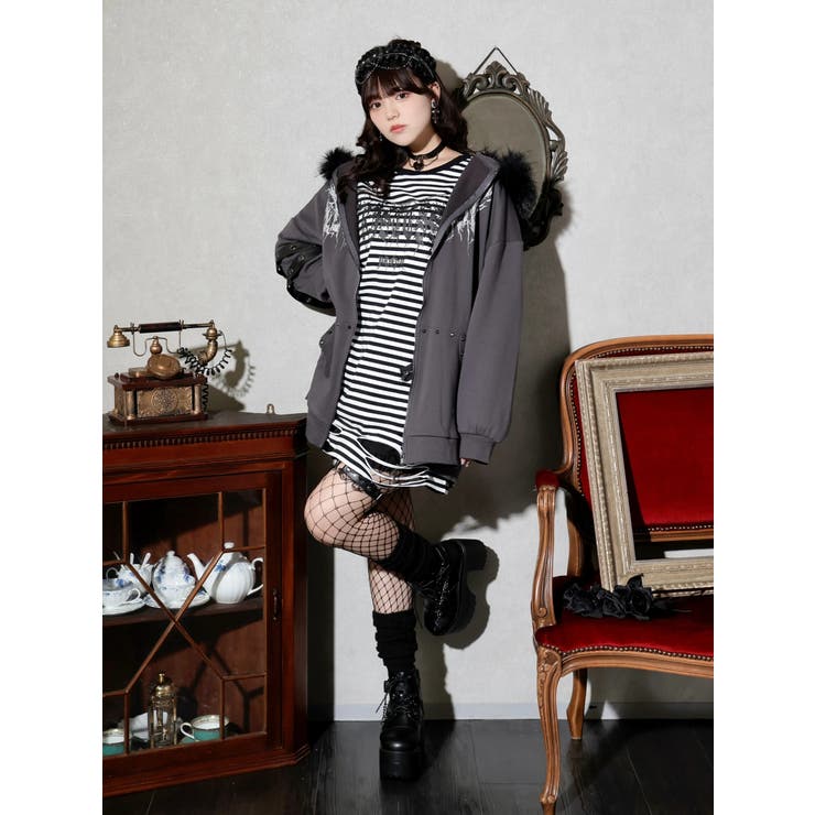 ブラックファーユニセックス裏毛ジップパーカー | NOEMIE | 詳細画像6 