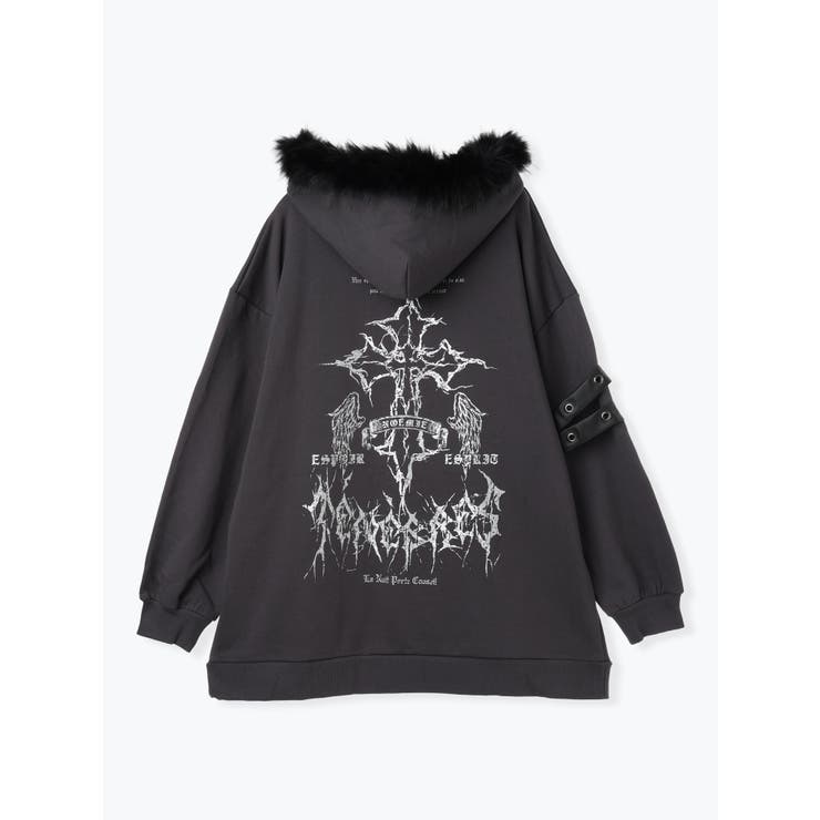 ブラックファーユニセックス裏毛ジップパーカー | NOEMIE | 詳細画像12 