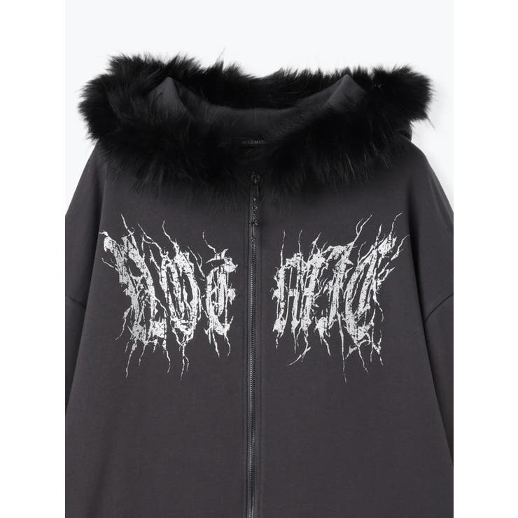 ブラックファーユニセックス裏毛ジップパーカー | NOEMIE | 詳細画像13 