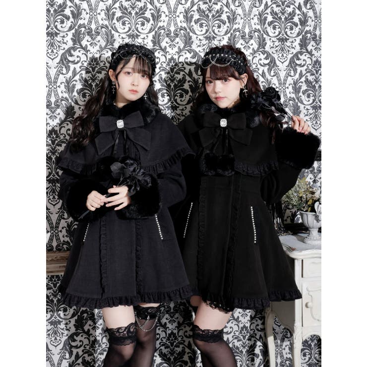ゴシックフリルレースアップケープコート[品番：PLMW0015239]｜NOEMIE