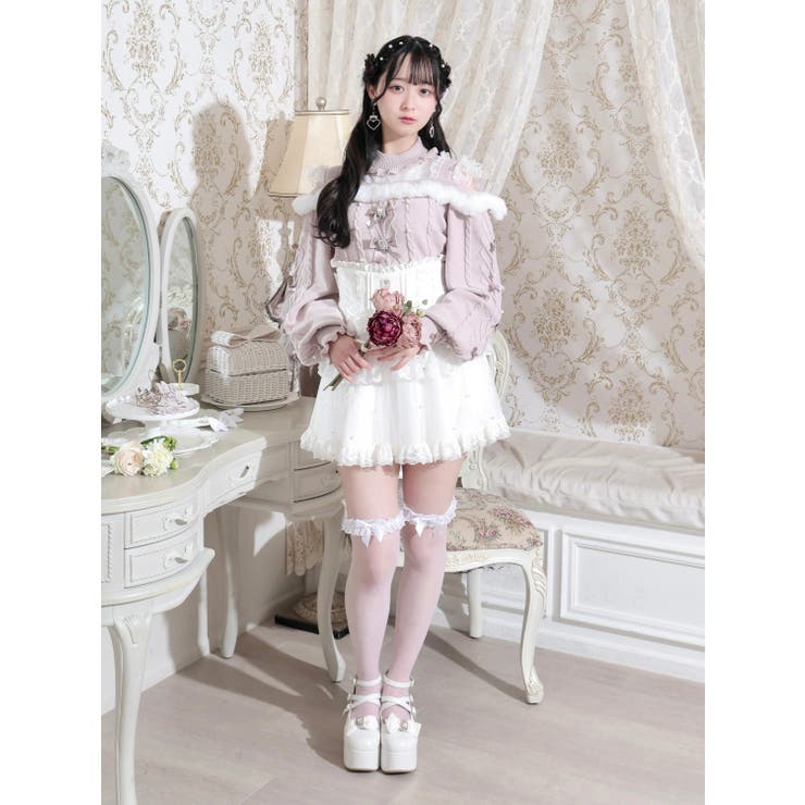 ビジューリボンケーブルオフショルファーニット | NOEMIE | 詳細画像4 