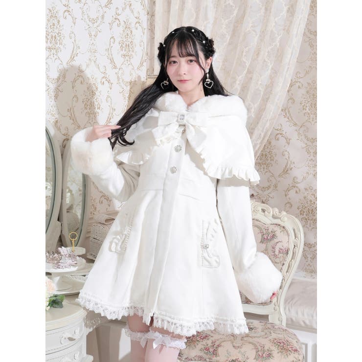 オフホワイト | ケープフリルドーリーフレアコート | NOEMIE