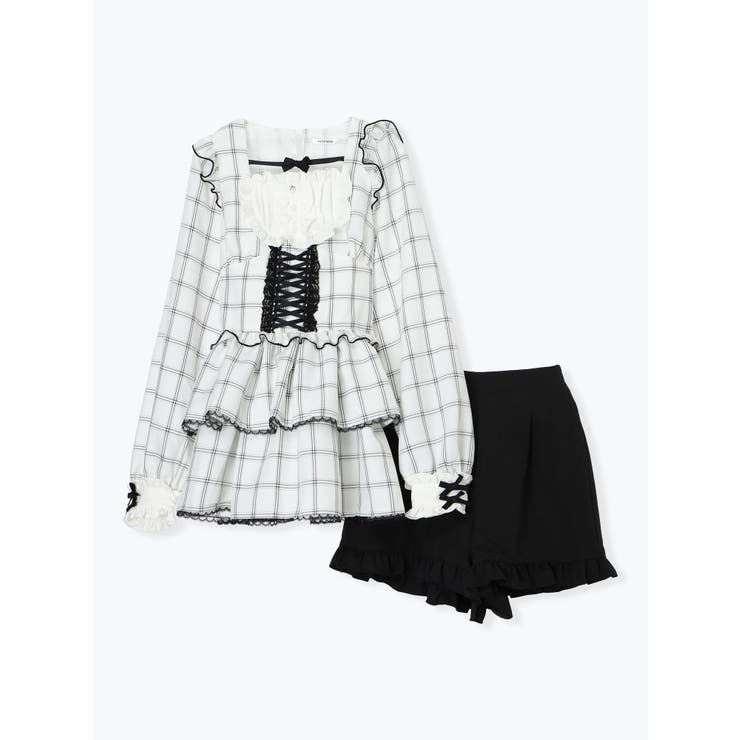 デコルテリボンヨークフリルレースアップセットアップ | NOEMIE | 詳細画像12 