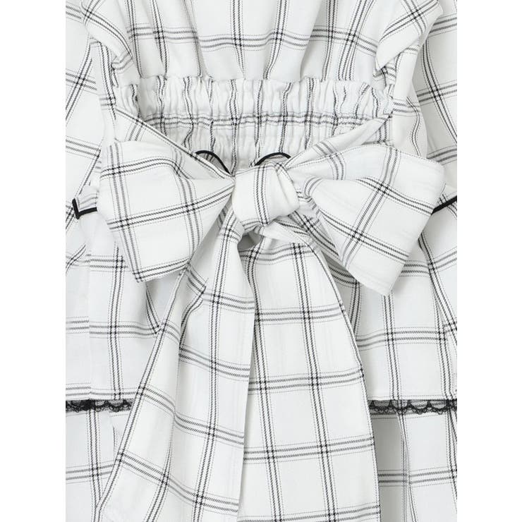 デコルテリボンヨークフリルレースアップセットアップ[品番