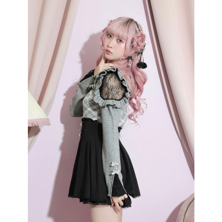 メニーパールデコルテレースオープンショルダーニット | NOEMIE | 詳細画像2 