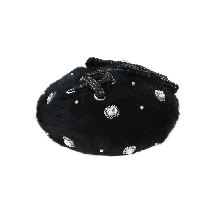 黒 | シャギーリボンベレー帽 | NOEMIE