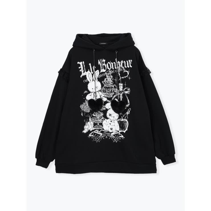 病みうさ耳付きハートぽんぽんパーカー | NOEMIE | 詳細画像10 