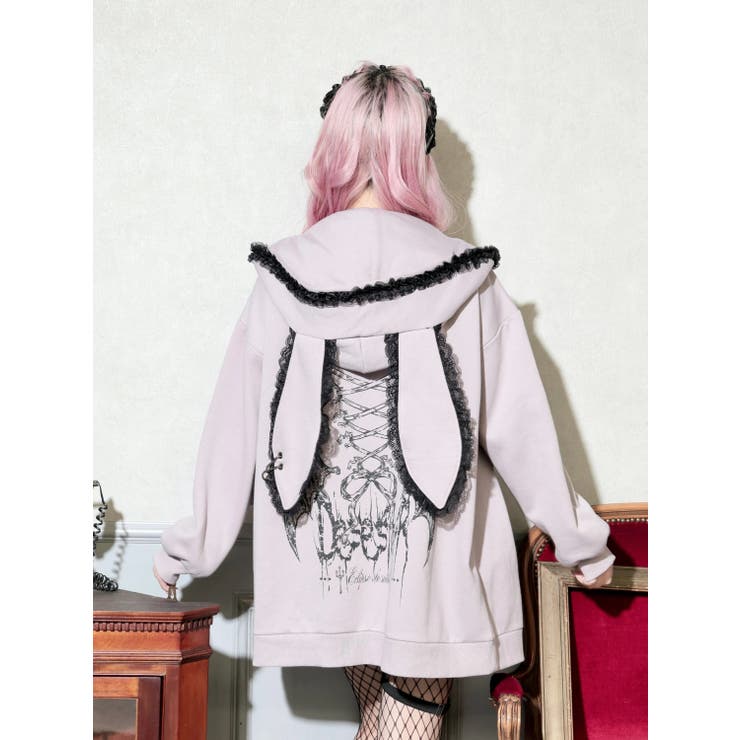 うさ耳ハートピアスジップパーカー | NOEMIE | 詳細画像4 