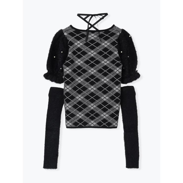 フェザーアームウォーマー付きチェックニット | NOEMIE | 詳細画像14 