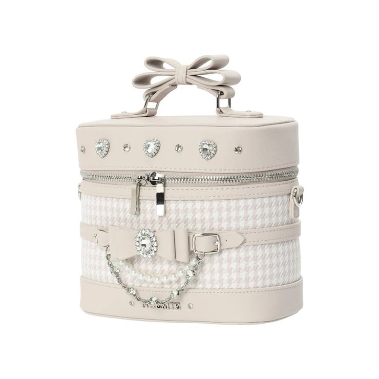 ピンク | 千鳥柄リボンビジューバニティバッグ | NOEMIE