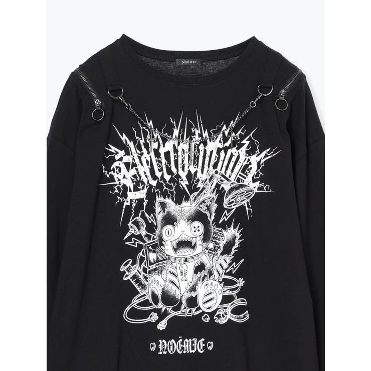 びりびりねこチェーンダメージユニセックスロングTシャツ | NOEMIE | 詳細画像15 
