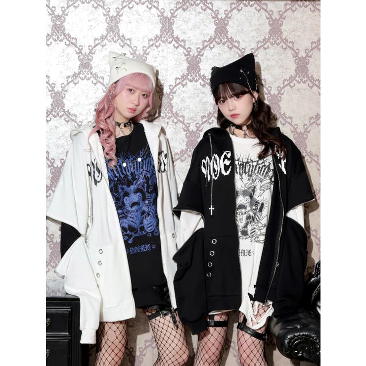 2WAYクロスチェーンユニセックスZIP裏毛パーカー | NOEMIE | 詳細画像3 