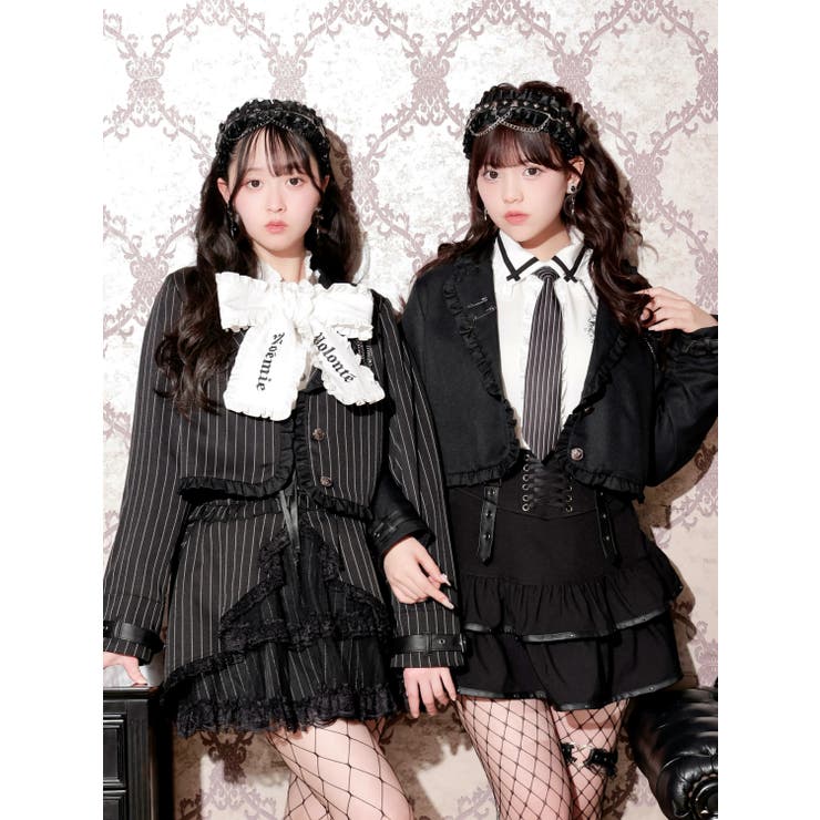 合皮切り替えフリルクロップドテーラージャケット | NOEMIE | 詳細画像1 