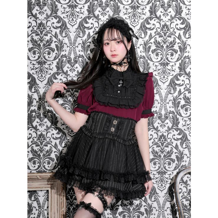 ワイン | ゴシックリボンスクエアヨークブラウス | NOEMIE