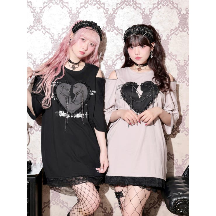 ハートモチーフ安ピン肩ZIPＴシャツ | NOEMIE | 詳細画像1 