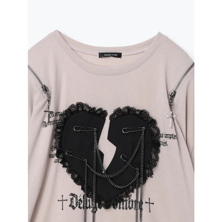 ハートモチーフ安ピン肩ZIPＴシャツ | NOEMIE | 詳細画像12 