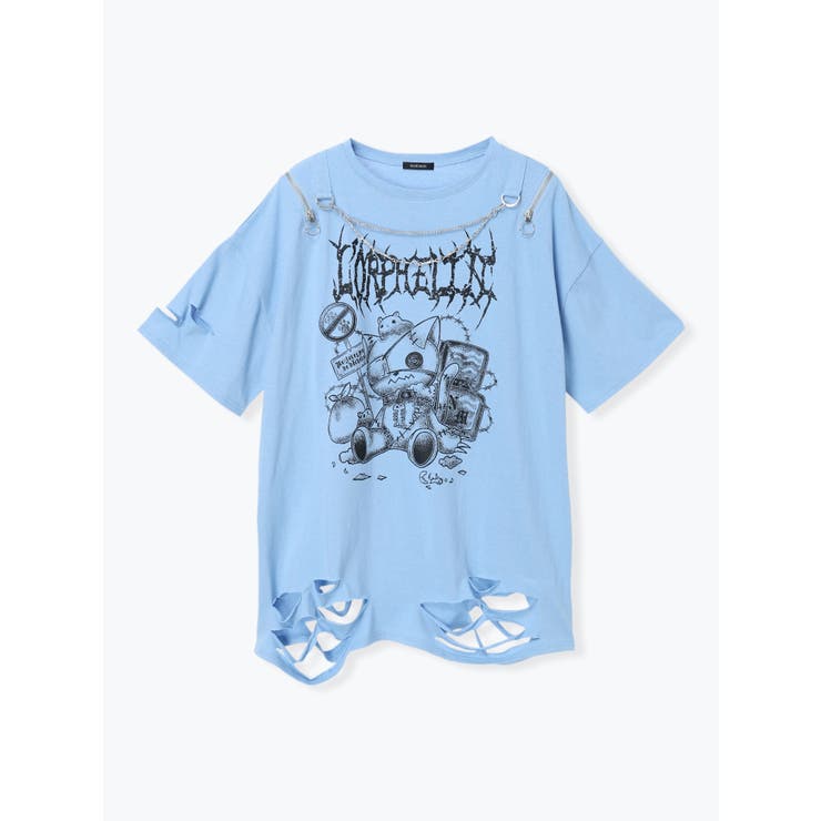 鉄線チェーンねこダメージユニセックスTシャツ | NOEMIE | 詳細画像13 