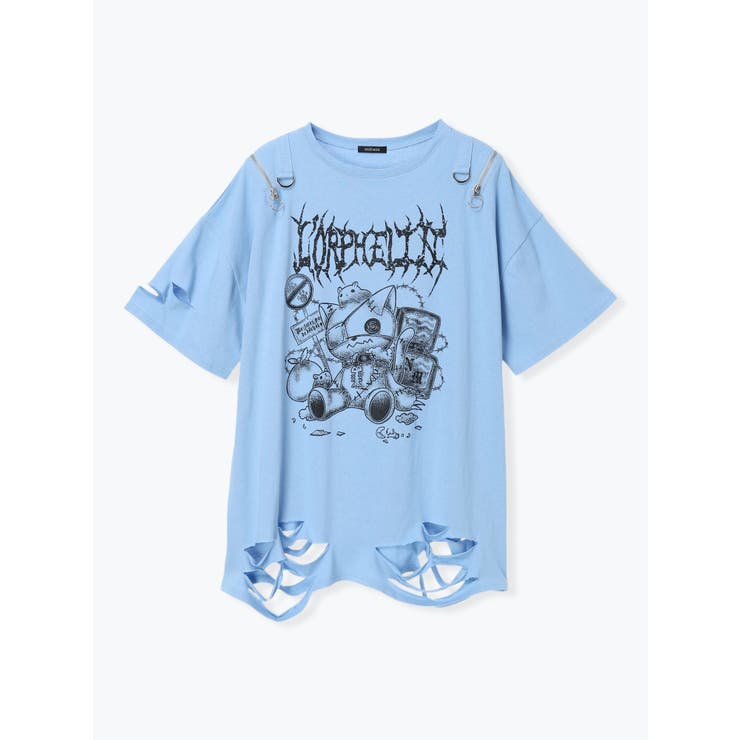 鉄線チェーンねこダメージユニセックスTシャツ | NOEMIE | 詳細画像20 