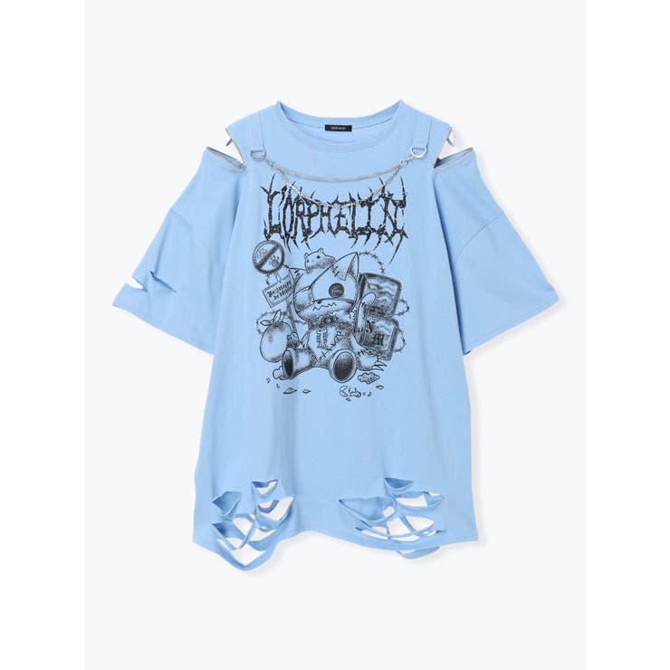 鉄線チェーンねこダメージユニセックスTシャツ | NOEMIE | 詳細画像21 