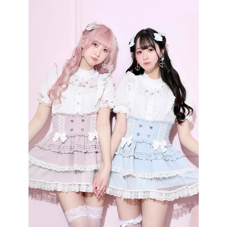 チャーム付きプチハイハートレースブラウス | NOEMIE | 詳細画像1 
