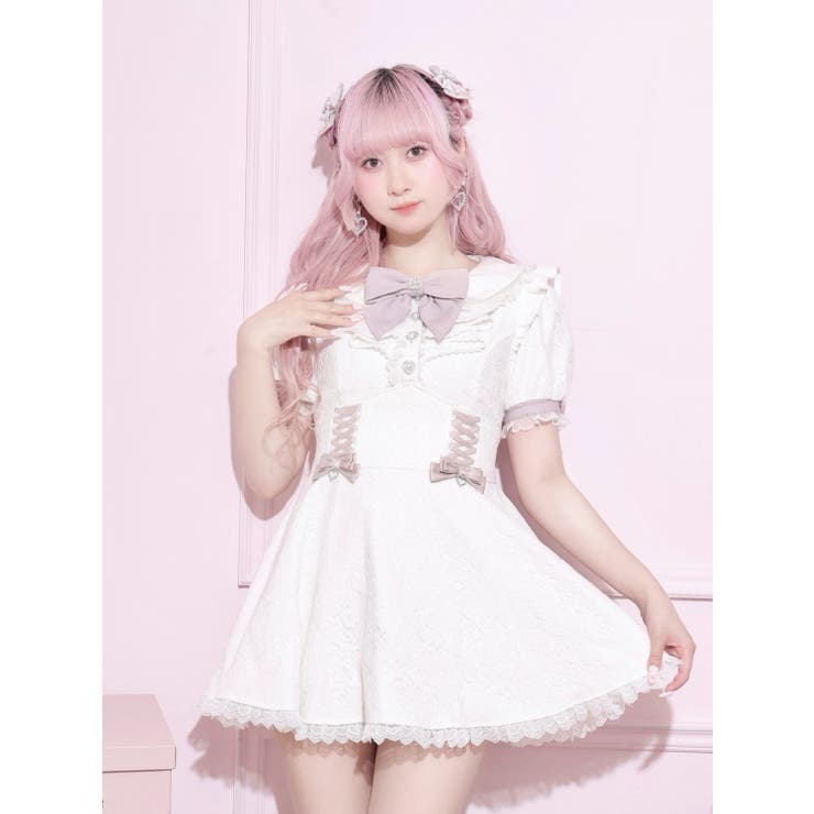 オフホワイト | 総レースラッフルフリルスピンドルワンピース | NOEMIE
