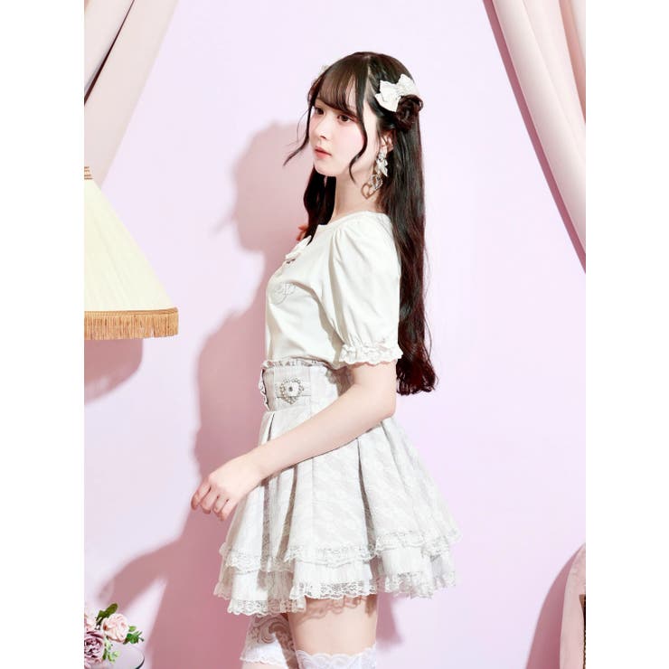 バックレースアップラインストーンTシャツ | NOEMIE | 詳細画像3 